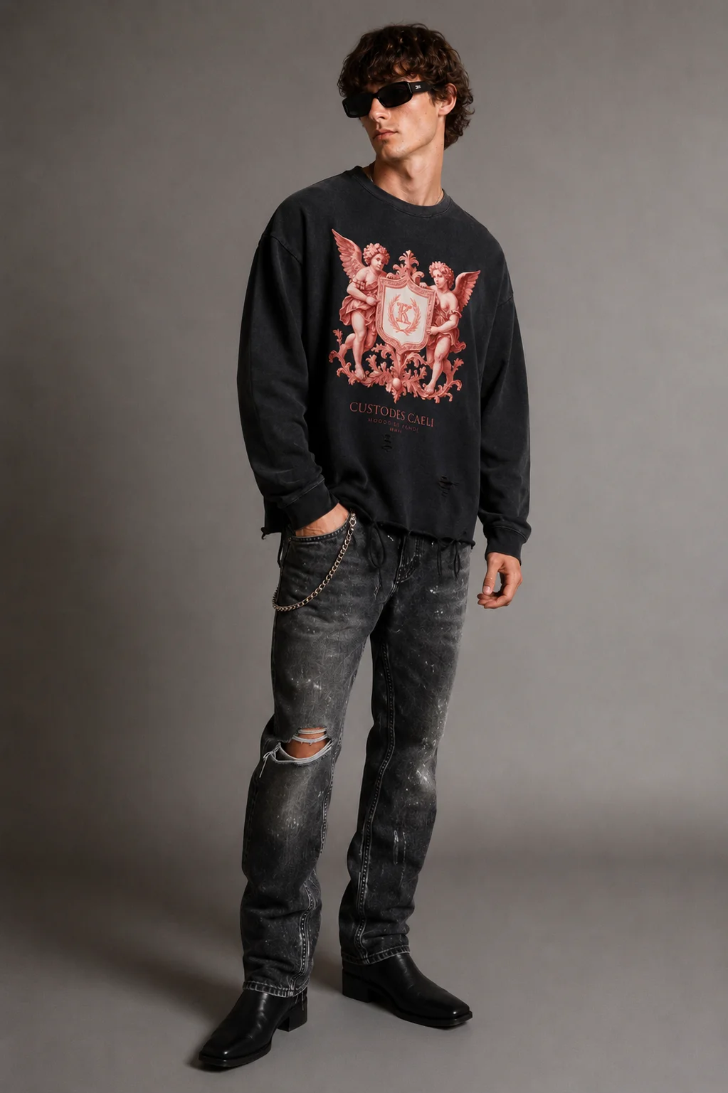 Custodes Caeli Raw-Hem Sweatshirt - immagine 5